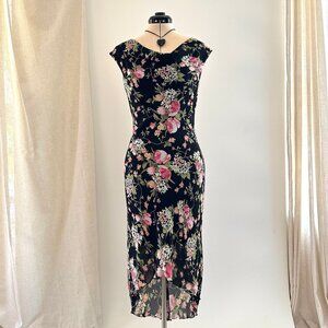 Vintage Y2K Speechless Dark Floral Midi Dress Size Small Cowl Neck Fairy Grunge